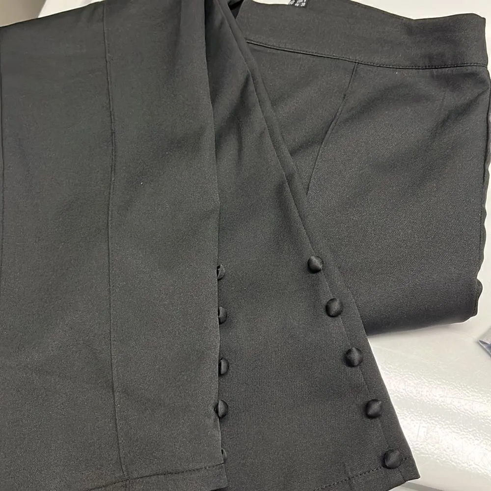 Pretty Little Thing Black Silky Side Zip Pants- Size 6 - Image 8