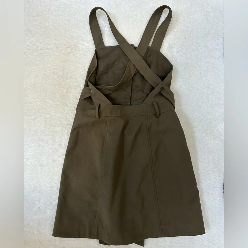 Tibi Cargo dress with front tie Green khaki Button front size 6 EUC w/pockets - Image 5