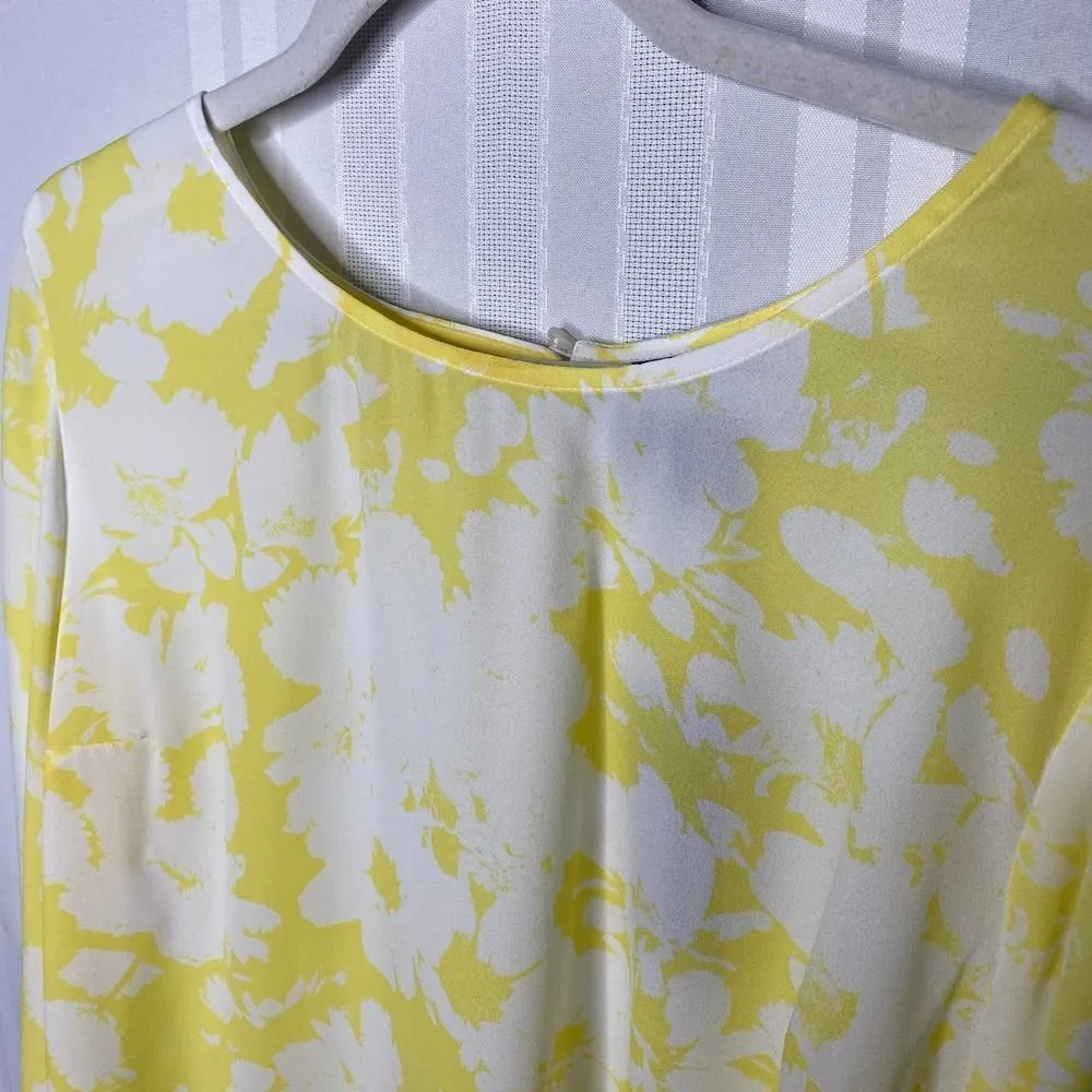 Worthington Long Sleeve Ruffle Keyhole Back Watercolor Blouse Yellow White XXL - Image 2