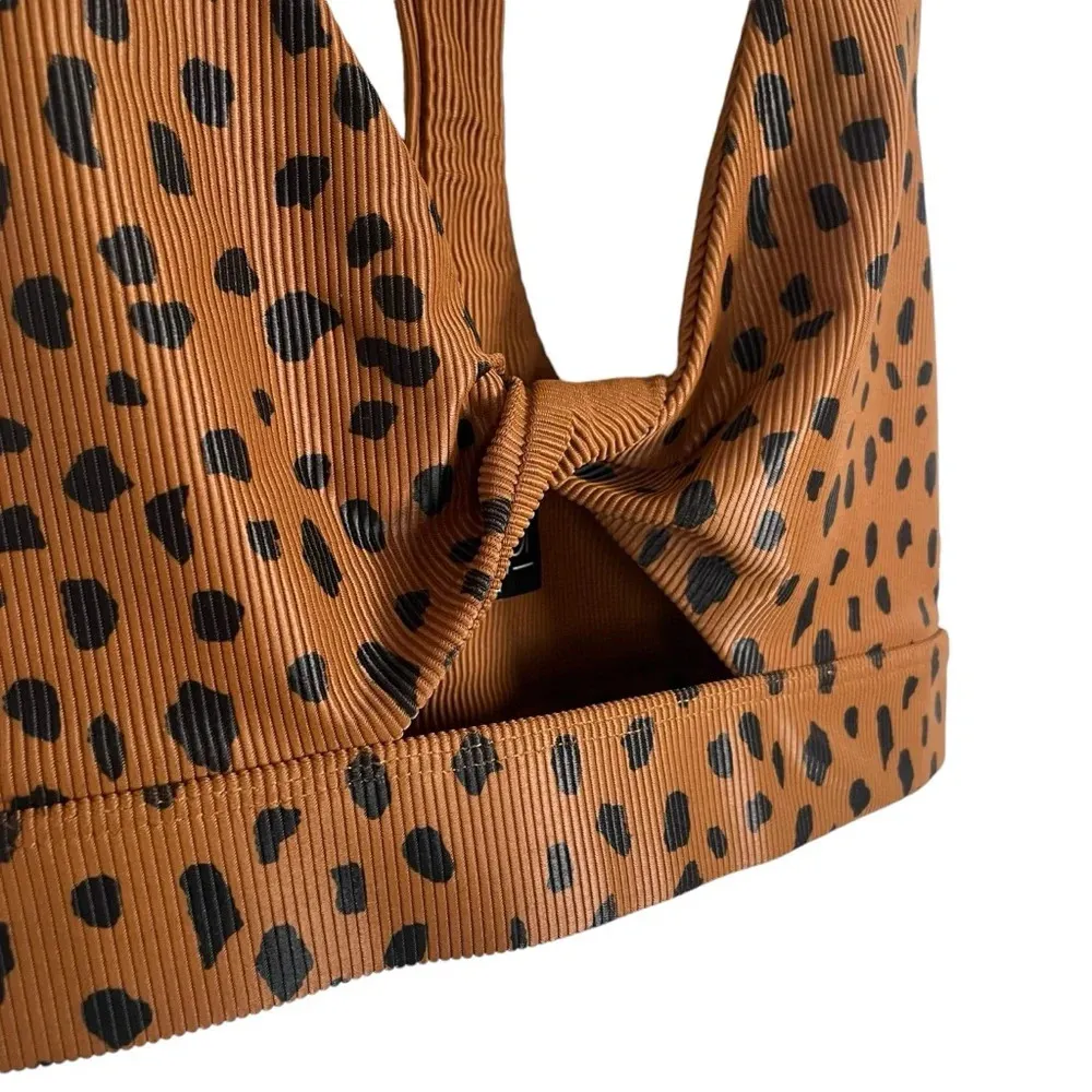 NWT Beach Riot Twist Front Spotted Sports Bra in Brown/Black Size S - Image 8