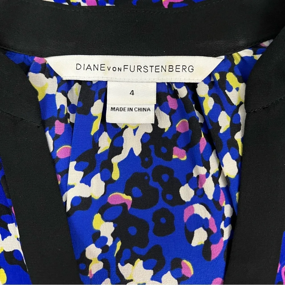 Diane Von Furstenberg Abstrat Foral 100% Silk Dress - Size 4 - Image 11