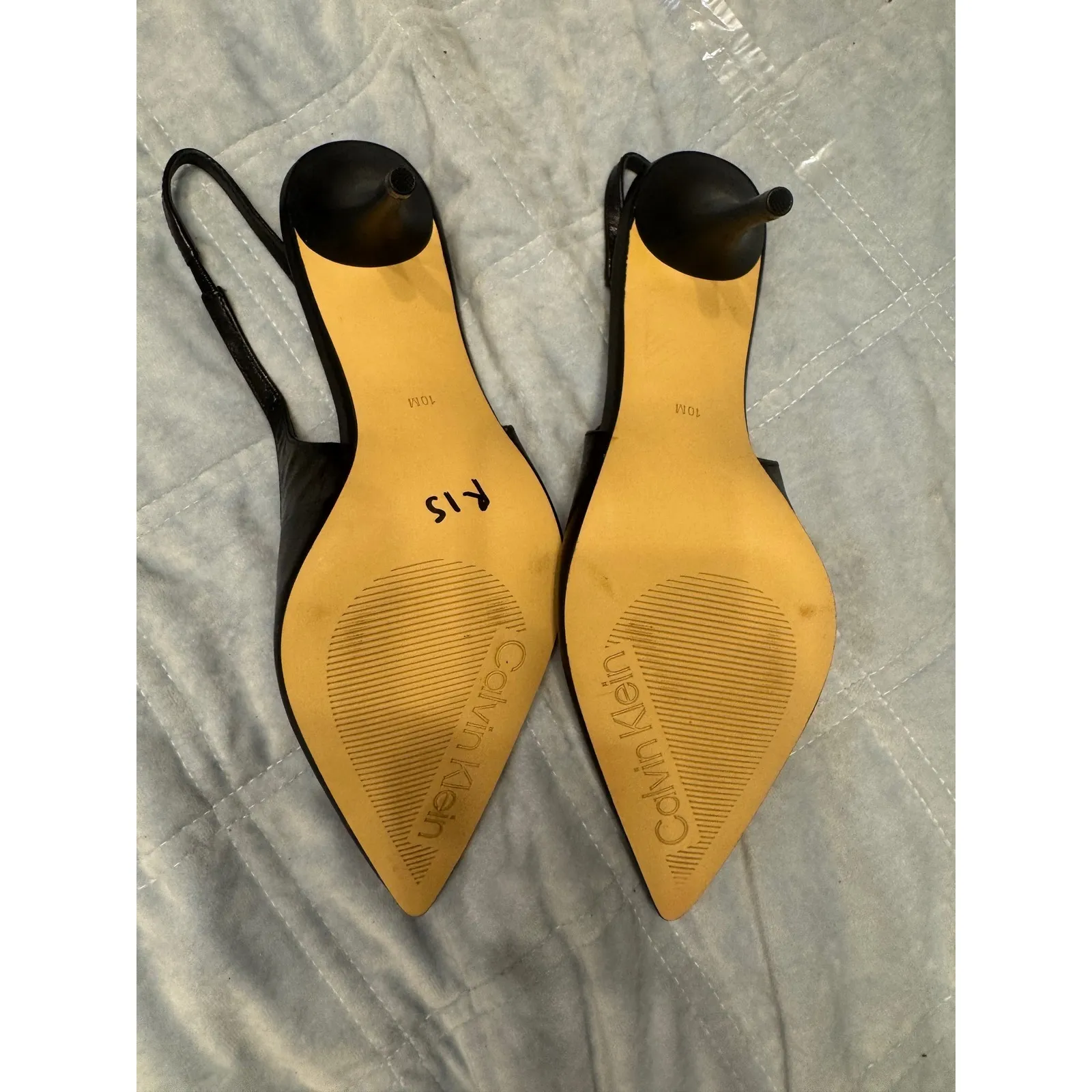 Calvin Klein Black Leather Slingback Pointed Toe Stiletto Heels Size 10M - Image 3