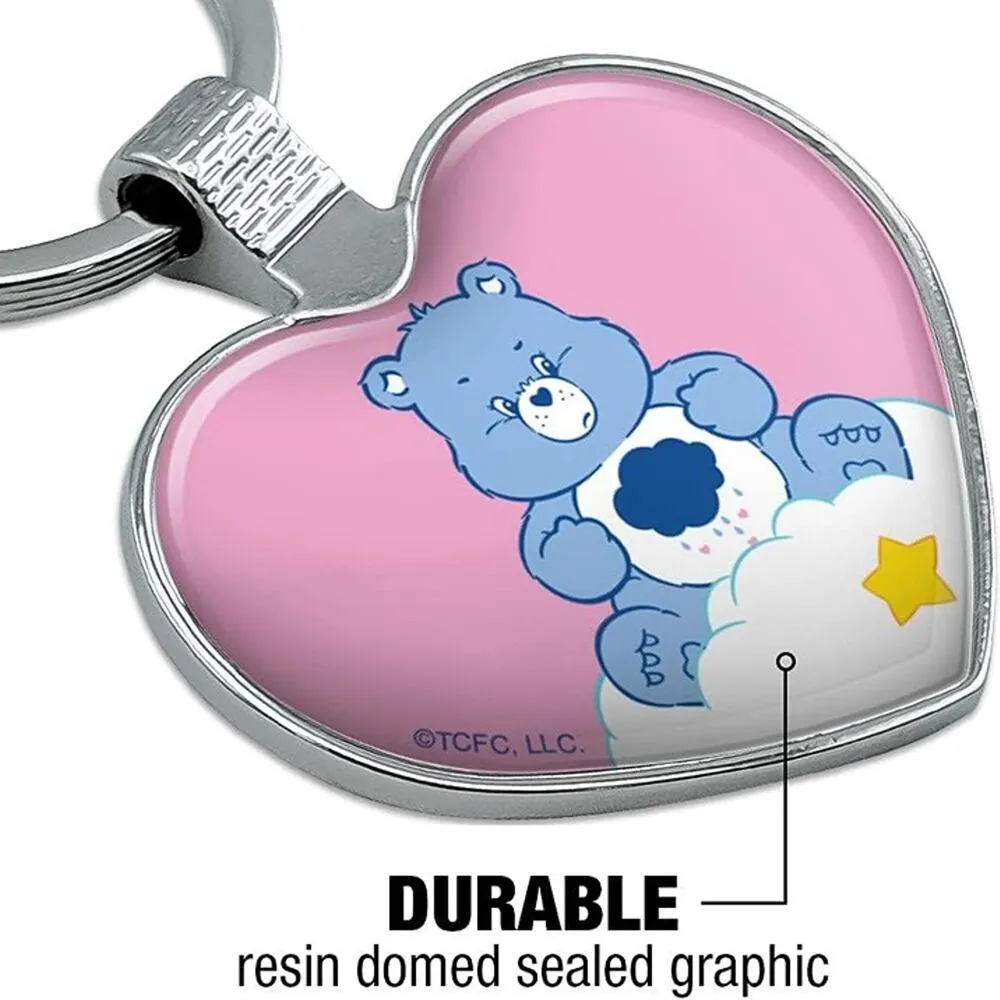 Care Bears Grumpy Bear Keychain Heart Love Metal Key Chain Ring Pink - Image 5