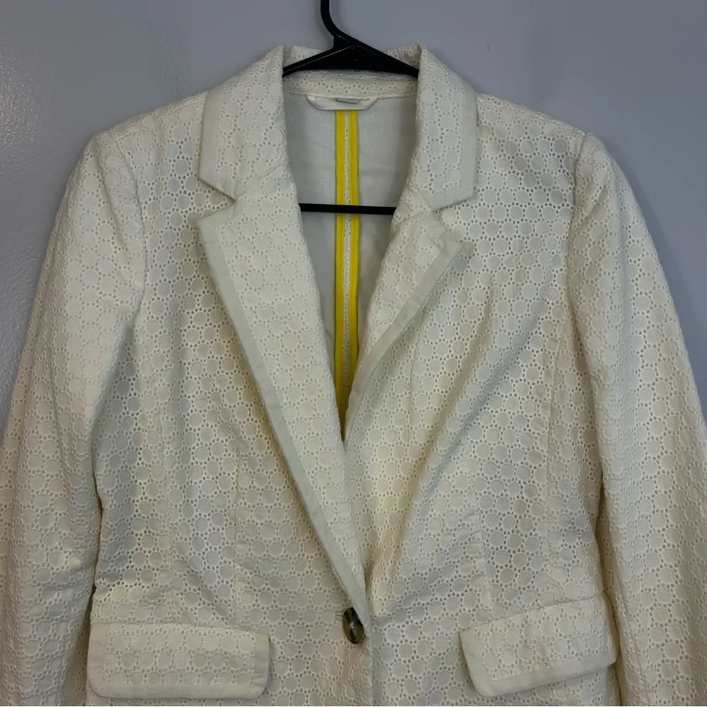 NWOT Boden Ivory Eyelet Lace Cotton Fitted Blazer/Jacket Size 4 NEW White - Image 2