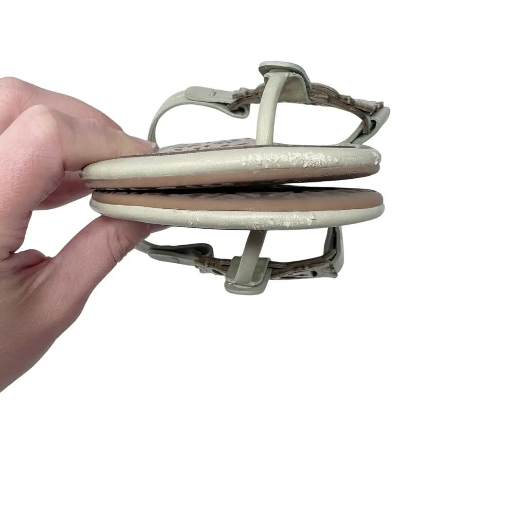 Tory Burch Miller Scalloped Sandals in Gray Sage Sand Slides Flip Flops Size 8.5 - Image 9