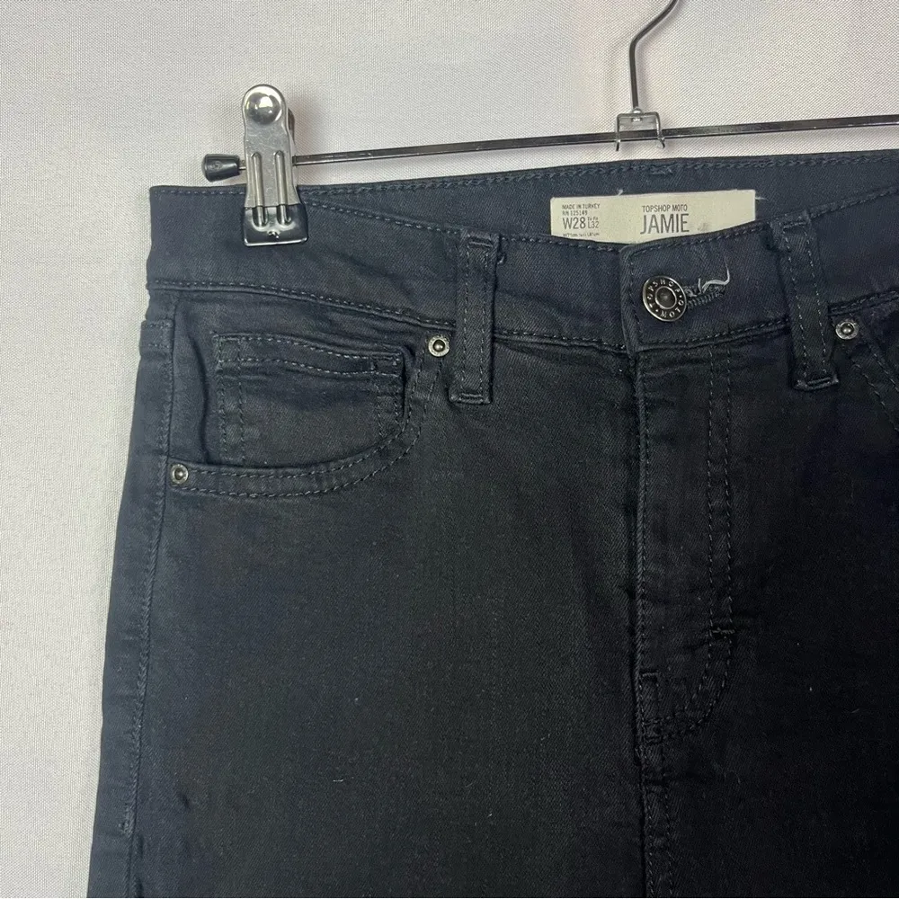 Topshop Jamie Black Raw Hem High Rise Skinny Jeans 28 - Image 4