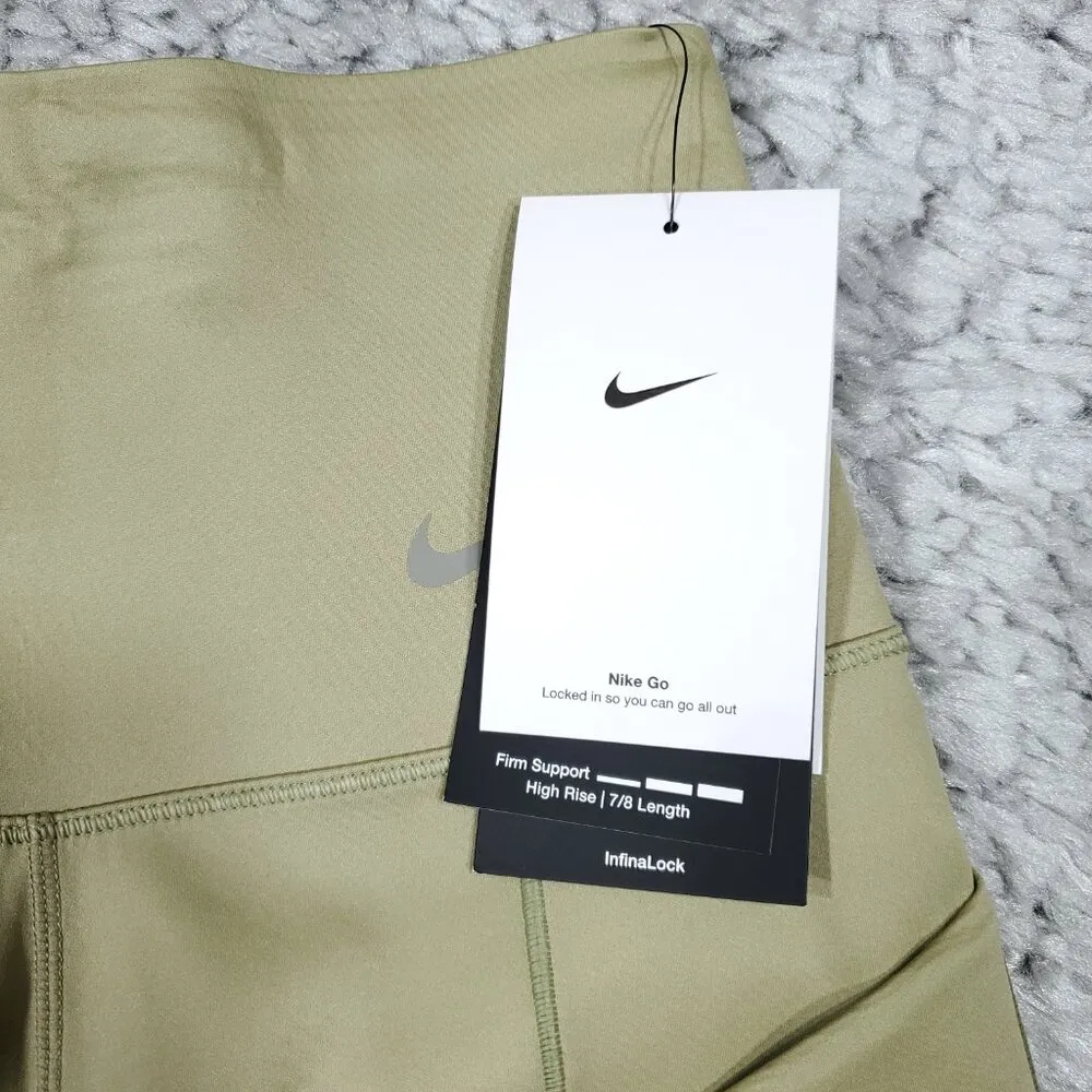 Nike Go Firm Support High Rise 7/8 Leggings Pockets Infinalock Green Size XS - Image 9