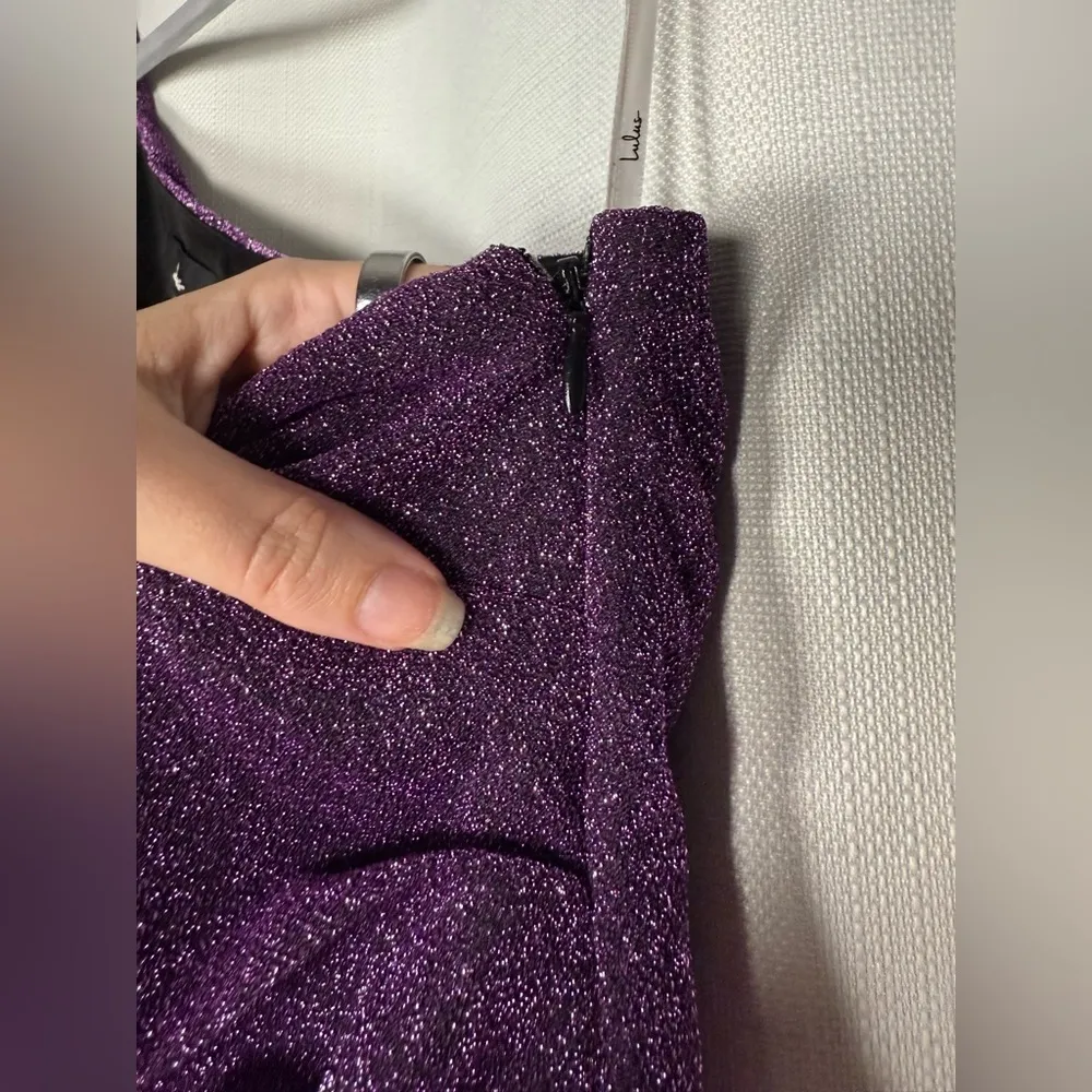 Lulus Celebration Cutie Purple Sparkly One-Shoulder Skater Mini Dress XL - Image 12