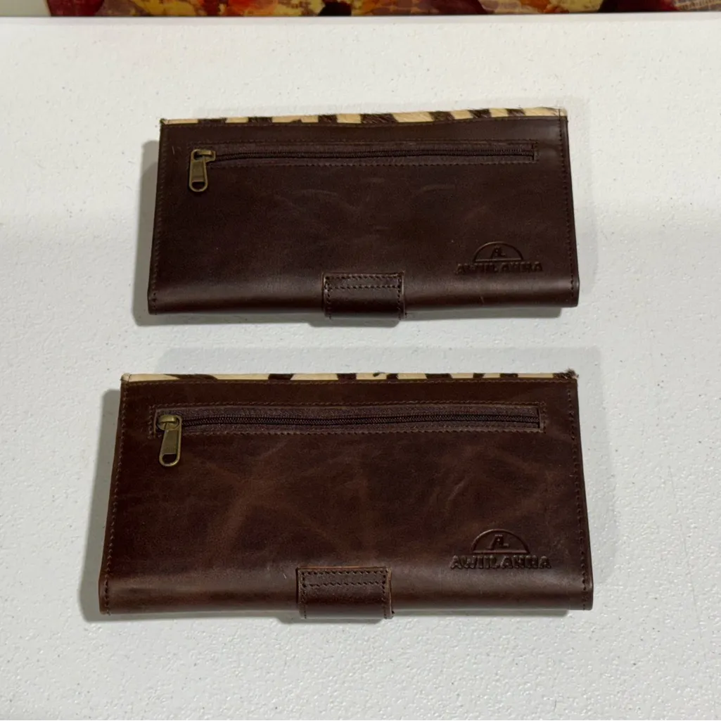 Lot Of 2 Real Handmade Animal Print Fur Leather Loop Closure Wallet/Hand Clutch - Image 5