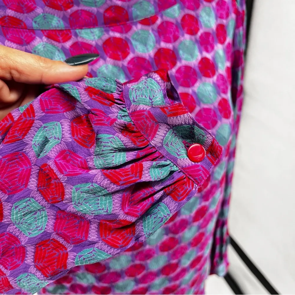 Vintage Saks Fifth‎ Avenue Silk Blouse Classy Chic 80's Luxury Colorful Artsy - Image 5