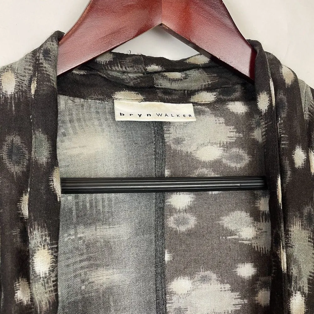 Bryn Walker Draped Cardigan Lagenlook Sweater brown Gray Waterfall Small Wool - Image 5