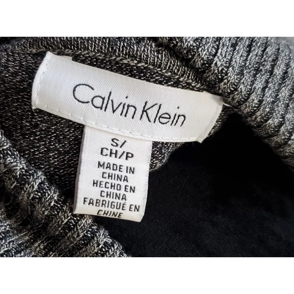 Calvin Klein Women's Gray & Black Rayon Turtle Neck Long Sleeve Knit Sweater S - Image 9