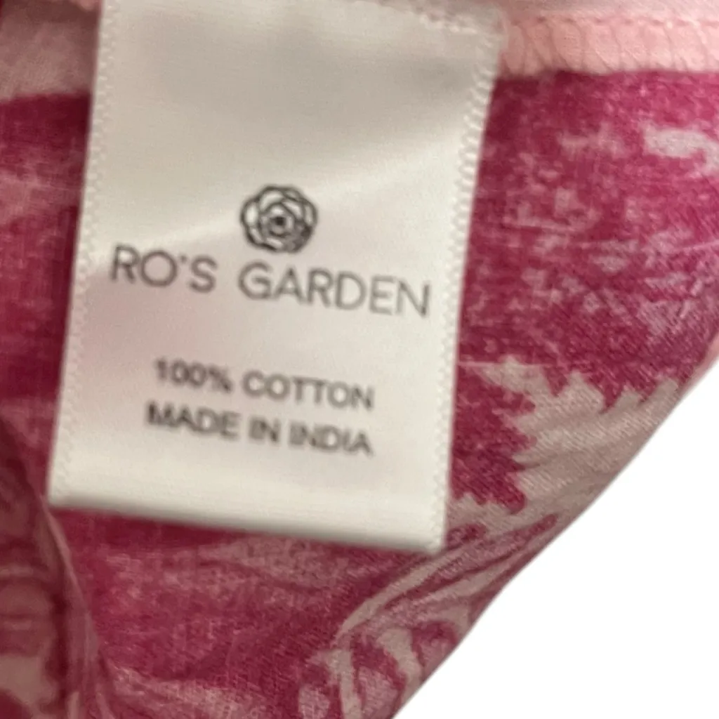 Tuckernuck Ro’s Garden Chanderi Top Size XS Pink Floral Cotton Button Blouse - Image 7