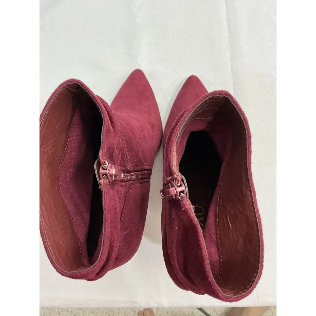 Womans XOXO Taylor Ankle Boots 6 M Maroon Side Zip Stiletto Heel Pointed Toe - Image 6