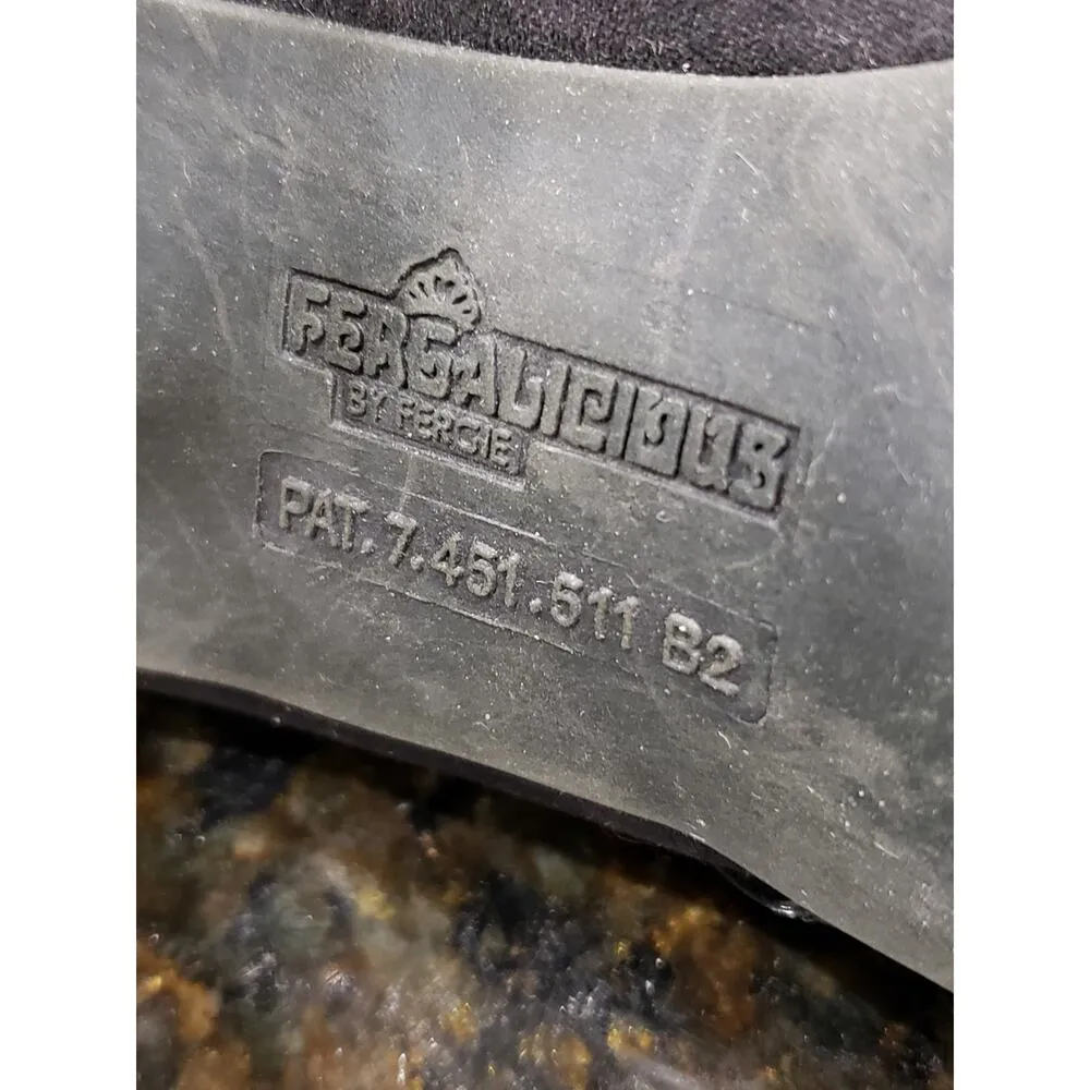 Fergalicious Booties Womens Size 7.5 Black Suede Peep Toe Stiletto Heel Back Zip - Image 4