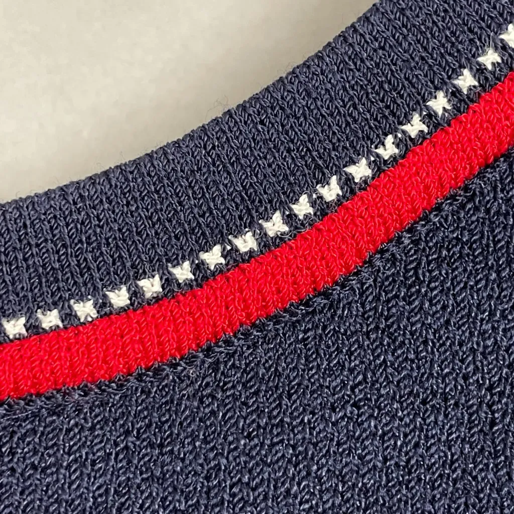 Vintage St. John Knit Tank Top Medium Cruise 03 Navy Blue Red Dog Show Nautical - Image 11