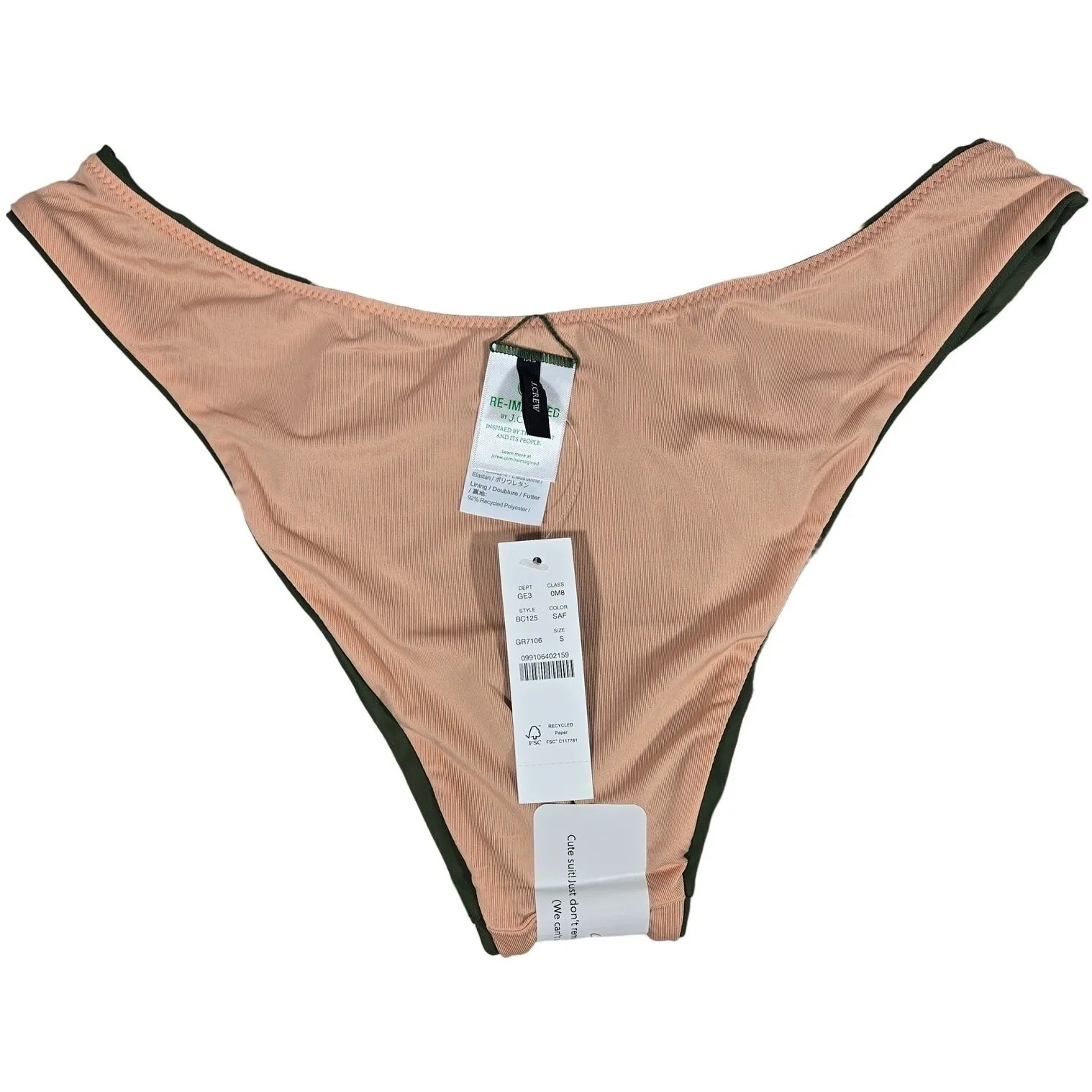 J. Crew Curved-waist cheeky bikini bottom Safari Green S NWT‎ - Image 4