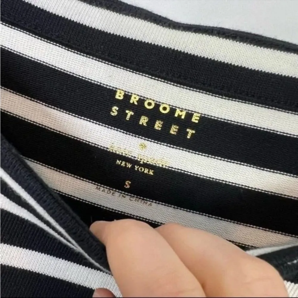 Kate Spade Broome Street Boatneck Black White Stripe 3/4 Sleeve Blouse S - Image 6