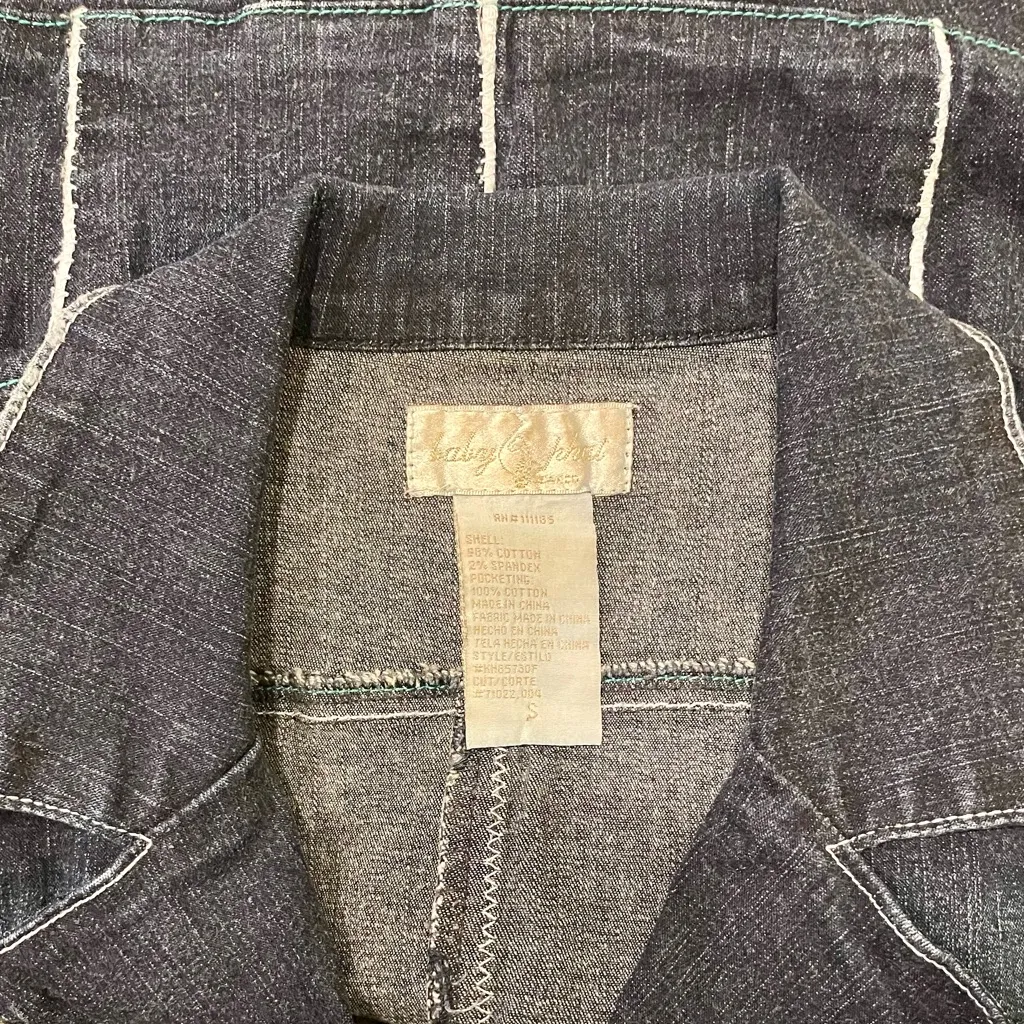 Baby Phat Vintage Tailored Cropped Denim Jacket w/ Embroidery & Scallop Hem - Image 4