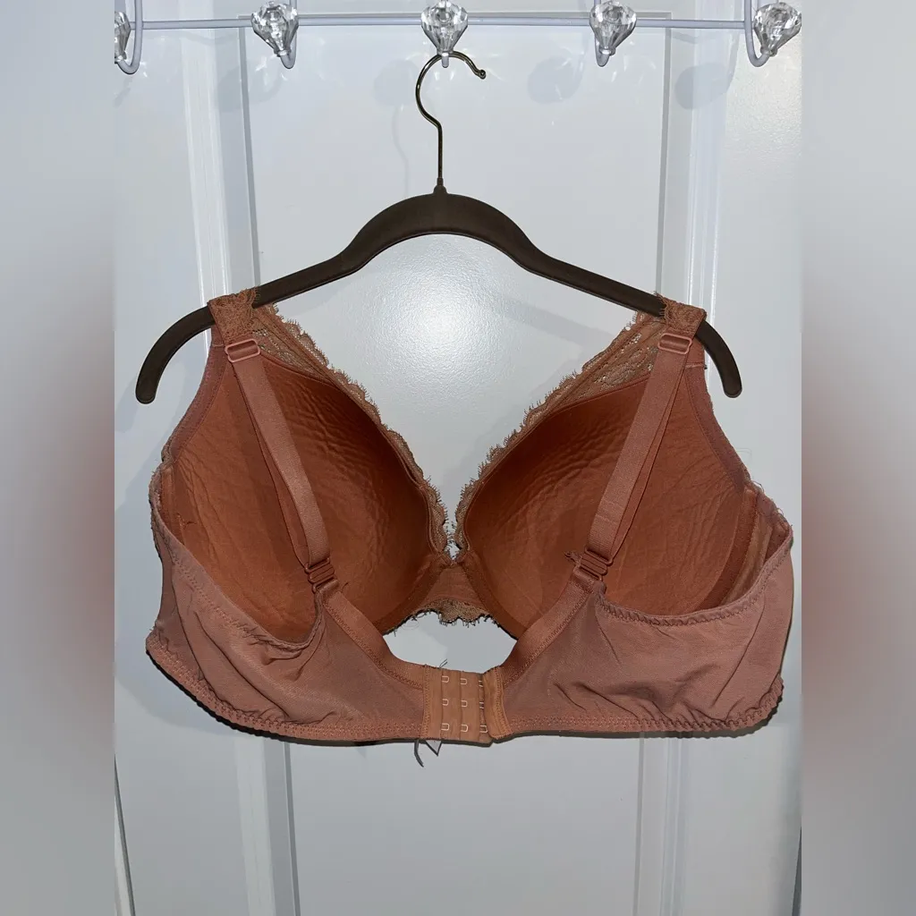 Auden Convertible Straps Eyelash Lace Balconette Full Coverage Underwire 46D Bra Orange Size undefined - Image 2