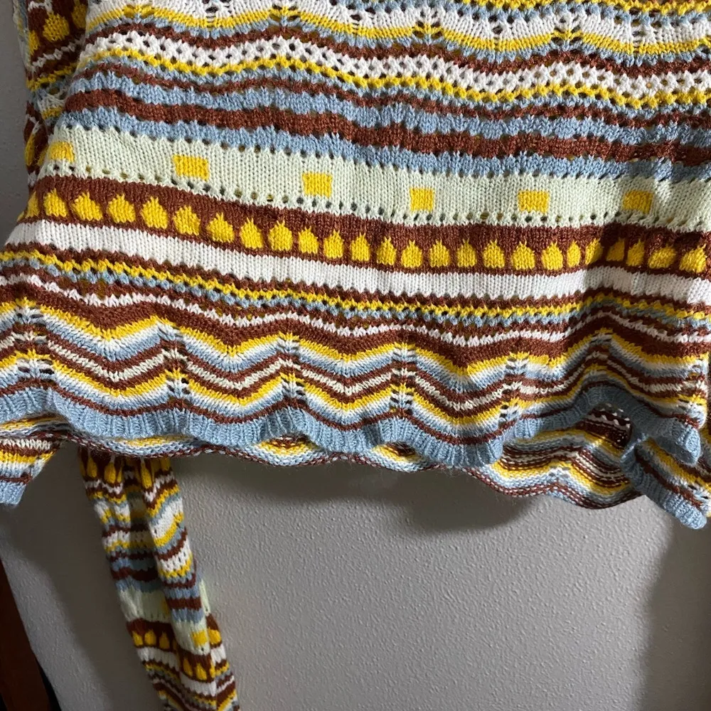 Multicolor Knit‎ Cozy Granola Cropped Sweater Size Medium​ Gorpcore Granny Boho - Image 3