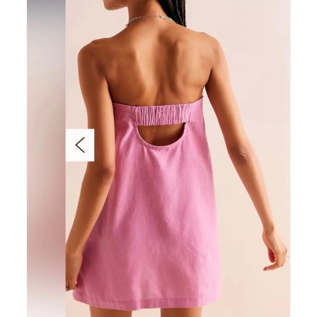 Free People Essentially The Best Cotton-Linen Mini Pink Size Medium Dress - Image 2