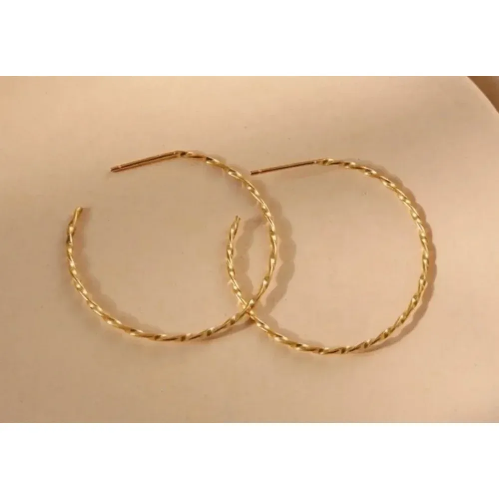 Beautiful Twist 14k Gold Plated Sterling Silver Hoop Earrings, 4.2cm‎ - Image 10