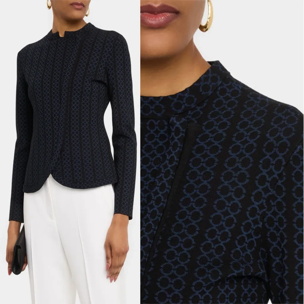 Emporio‎ Armani Asymmetric Knit Jersey Zip-Front Jacket Size 44 - Image 15