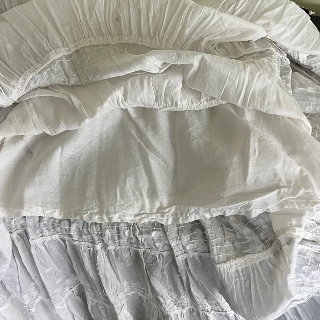 Sharagano Classic White Cotton Sequined Maxi Skirt - Image 5