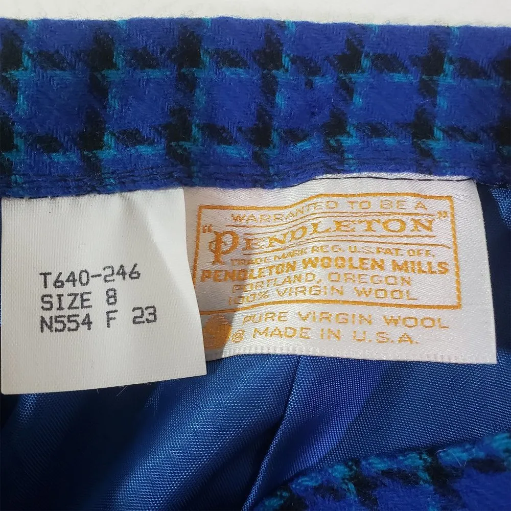 New PENDLETON Women's 8 Blue, Black, Turquoise Plaid Vintage, Midi Skirt NWT - Image 5
