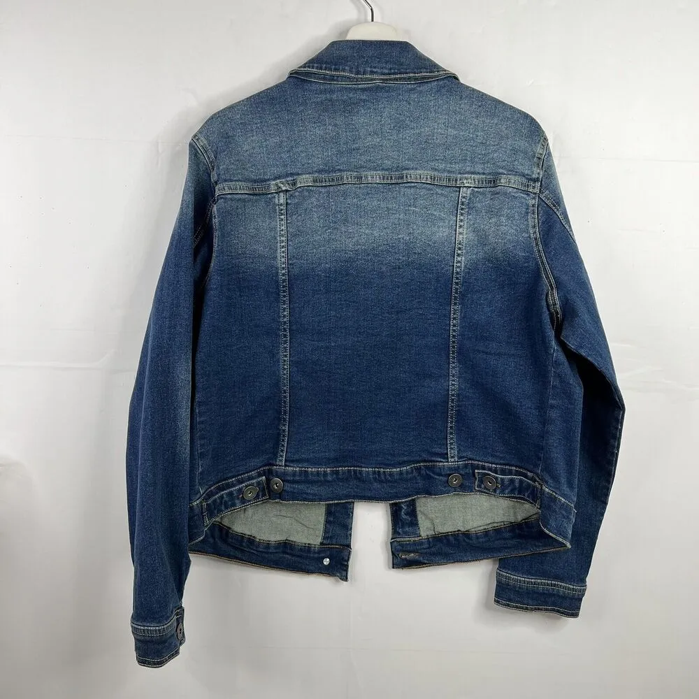 Torrid Plus 1X Trucker Jean Jacket Denim Blue Medium Wash Stretch Pockets NEW - Image 11