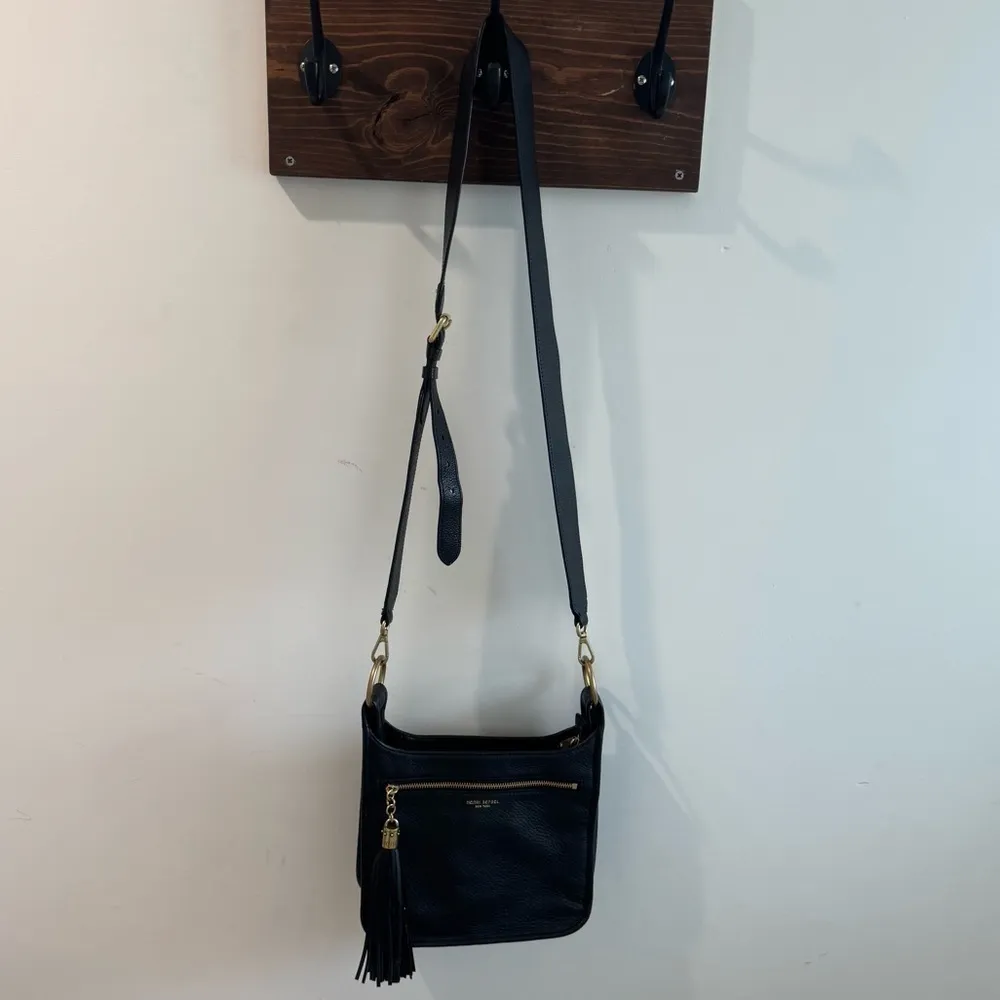 Henri Bendel Black Leather Dylan Tassel Mini Messenger Bag with Cole Haan Strap - Image 2