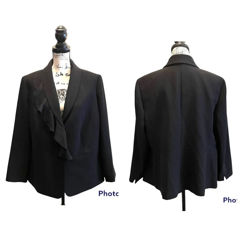 Tahari Arthur Levine ASL Blazer Jacket Black 14W Chiffon NWT Formal - Image 11