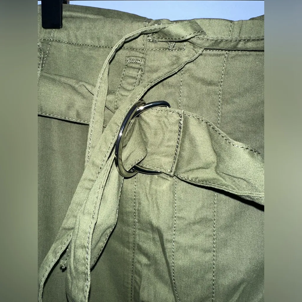Maje Wide Leg Belted 100% Cotton Green Cargo Pants NWT Skze 36 (US‎ SMALL) - Image 7
