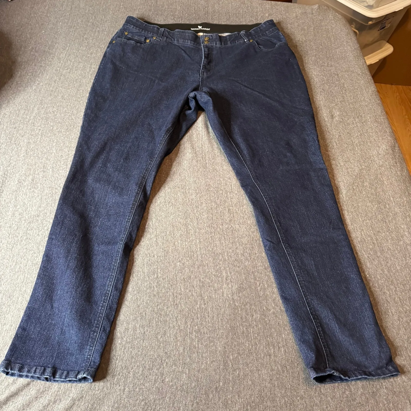 Woman Within Jeans 24W Tall Dark Wash Skinny Leg Denim Pants - Image 2