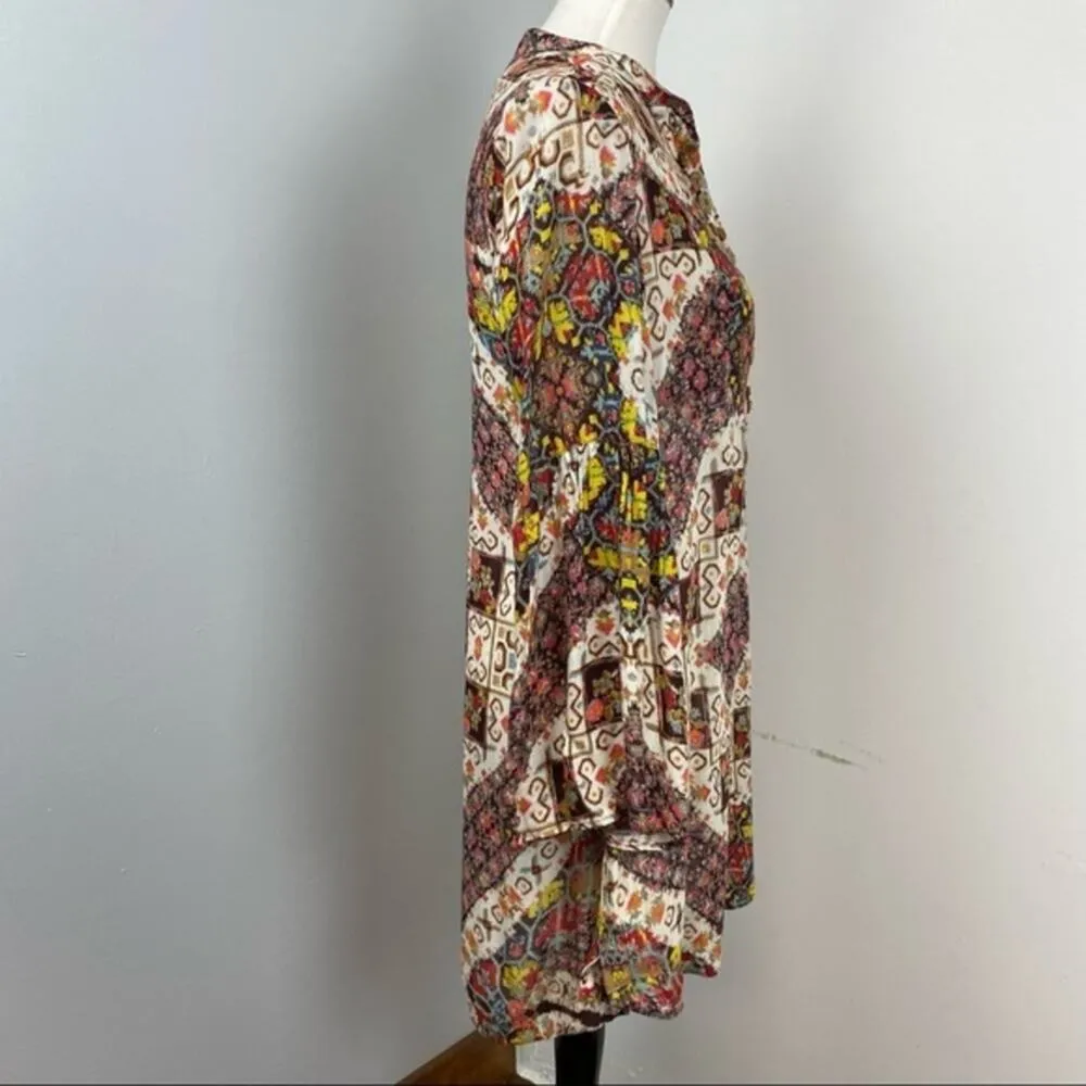 Ivy Jane Colorful Boho Retro Long Sleeve Shirt Dress Small Mosaic - Image 4