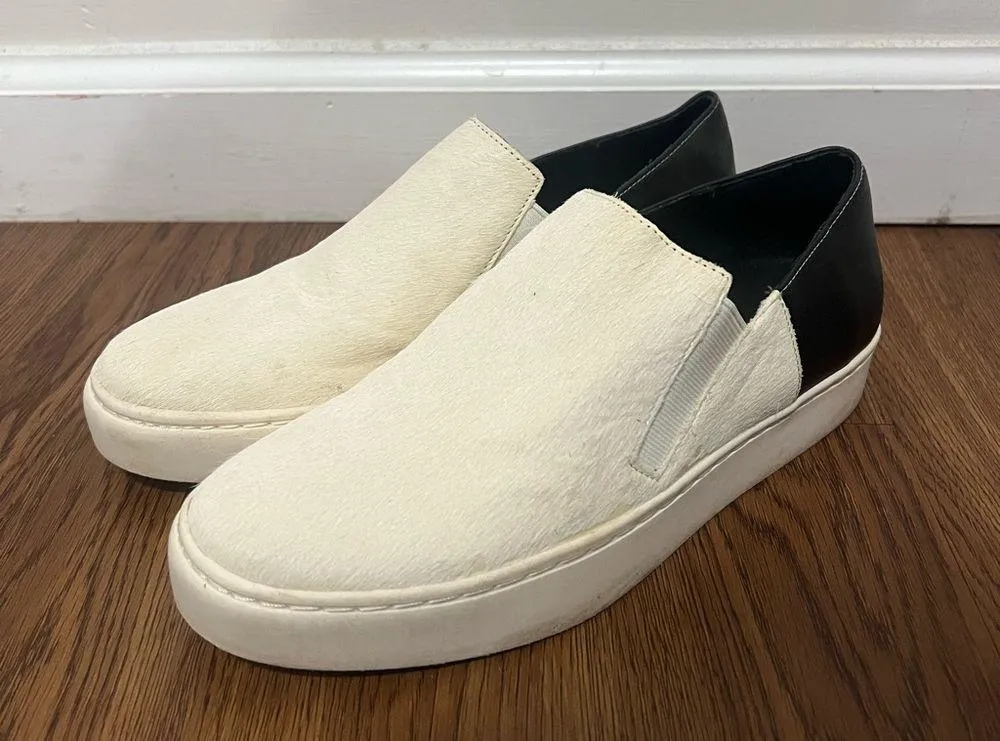 Free People White Calf Hair Varsity Slip On Sneakers Size 38 EU - Image 2