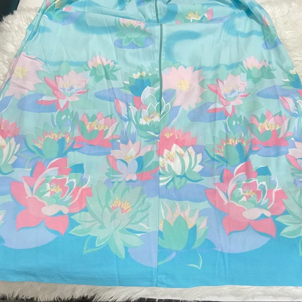 Floral Pastel House Dress partial Zip one side pocket No tags one size fits most - Image 4