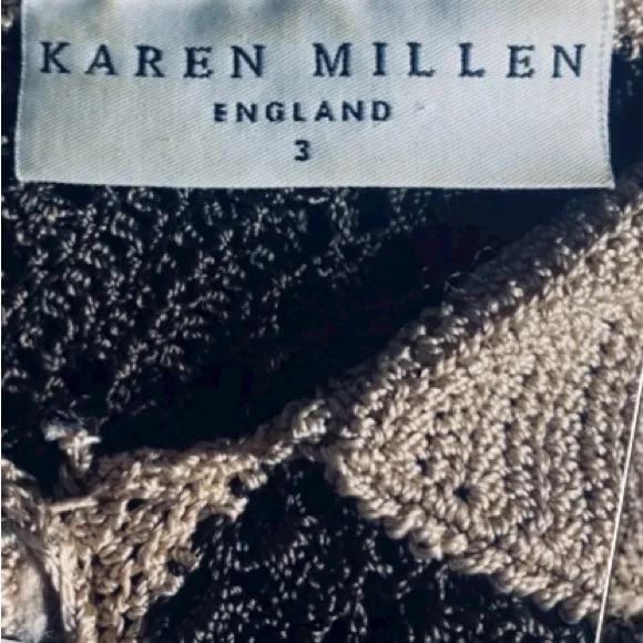 KAREN MILLEN Vintage
90s/Y2K Collared
Crochet Sweater Top
Brown Tan Size 3 - Image 9