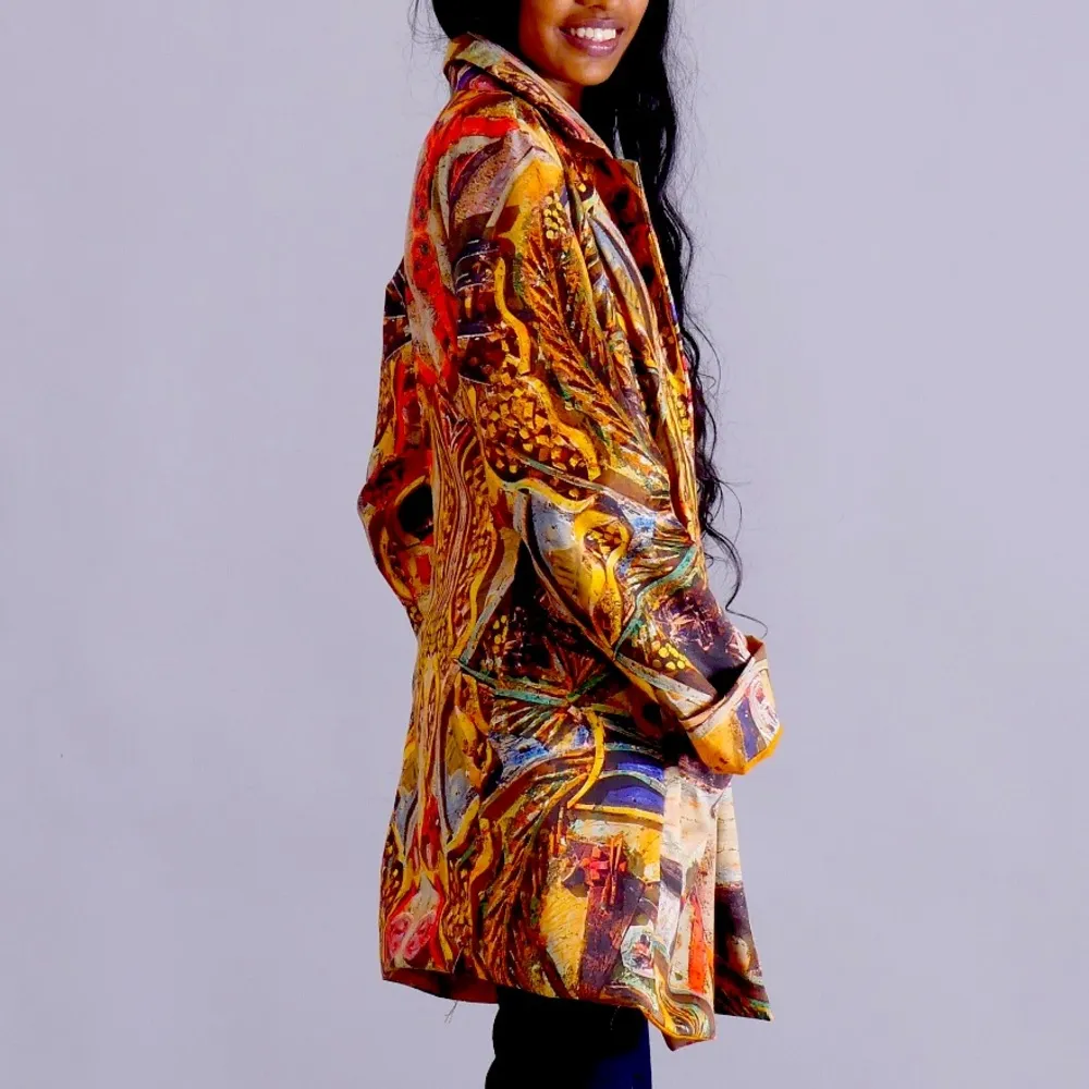 By Akka Creation Trench iacket Women's 3/quarter Unique size 40” M/L Orange - Image 7