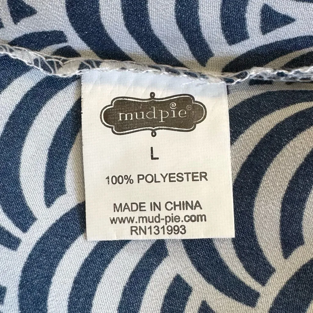 Mud Pie Halter Top Backless Orange and Dark Blue Wave Pattern Swim Coverup - Image 11