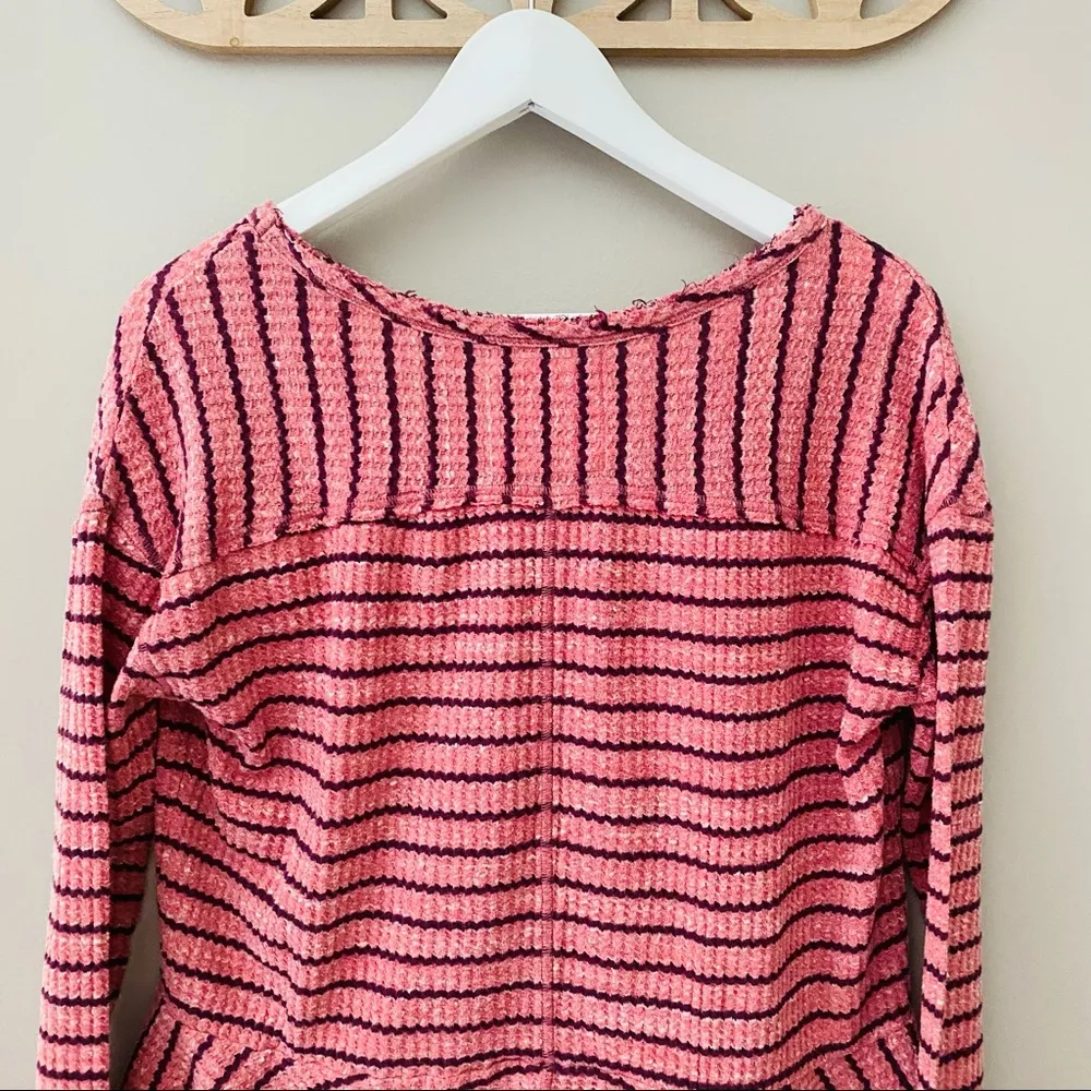 Free People Striped Pullover Top Pink/Purple Sz Small - Image 7