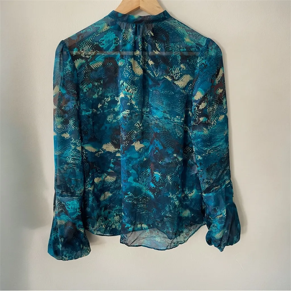 Anne Klein Patterned Lantern Long Sleeve Blouse - Petite XS (PP) - Image 3