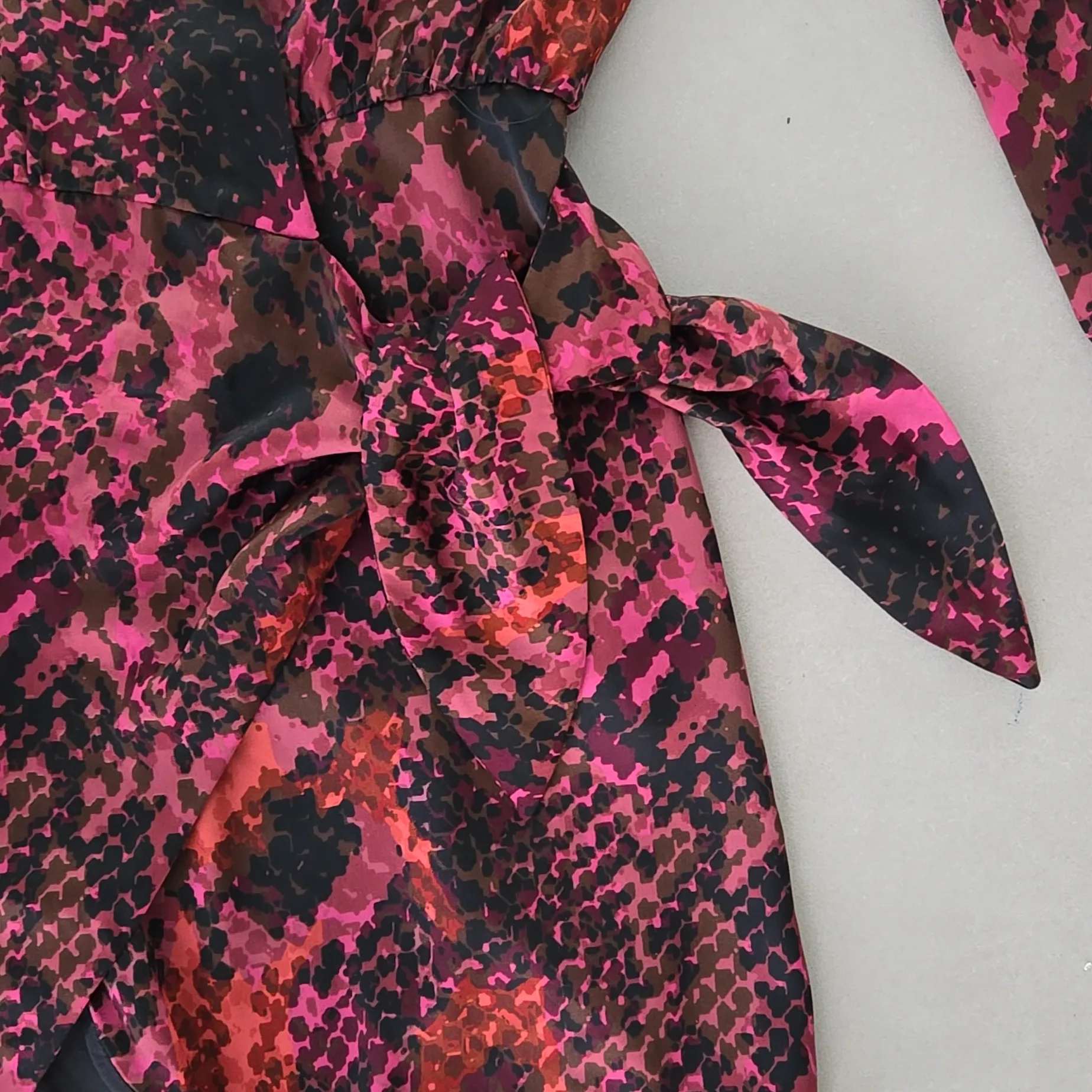 Zara Red And Black Animal Snake Print Mini Wrap Dress Size XS - Image 4