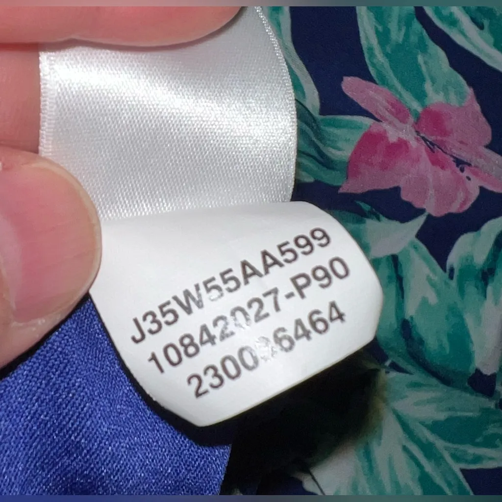 Pappagallo Floral Print Sheath Dress Navy 2X Resort Wear‎ Wrinkle - Image 9