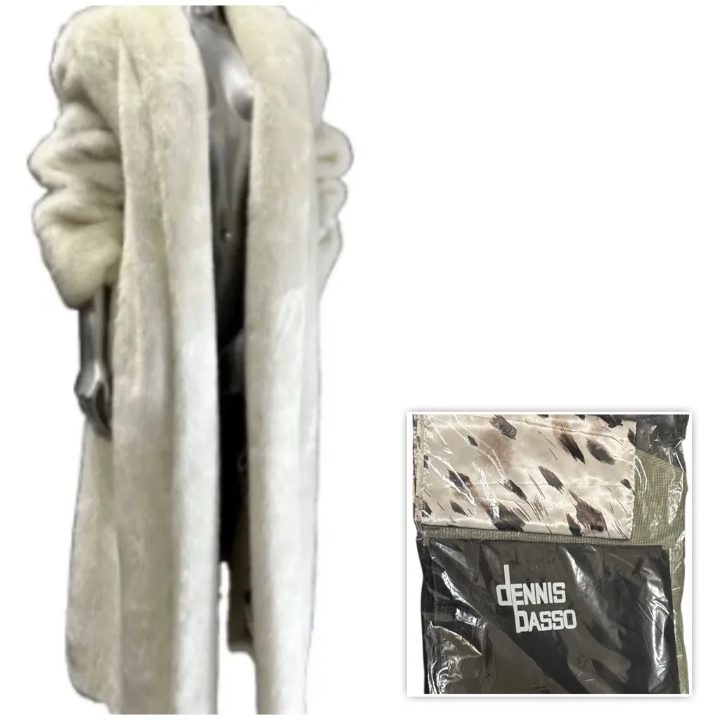 NWOT Dennis Basso White Faux Fur Coat Full Length sz Large - Image 2
