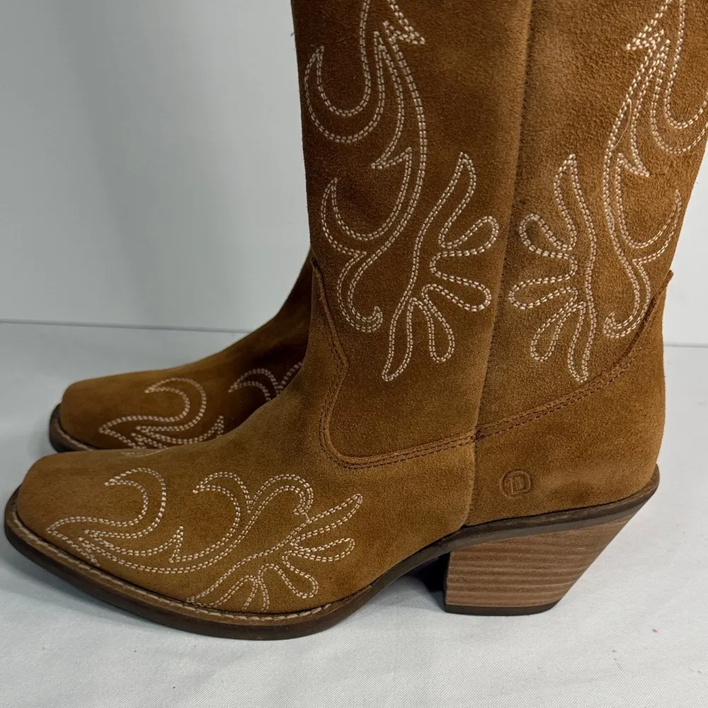 Dingo Brown Suede Embroidered Heeled Boots - Image 4