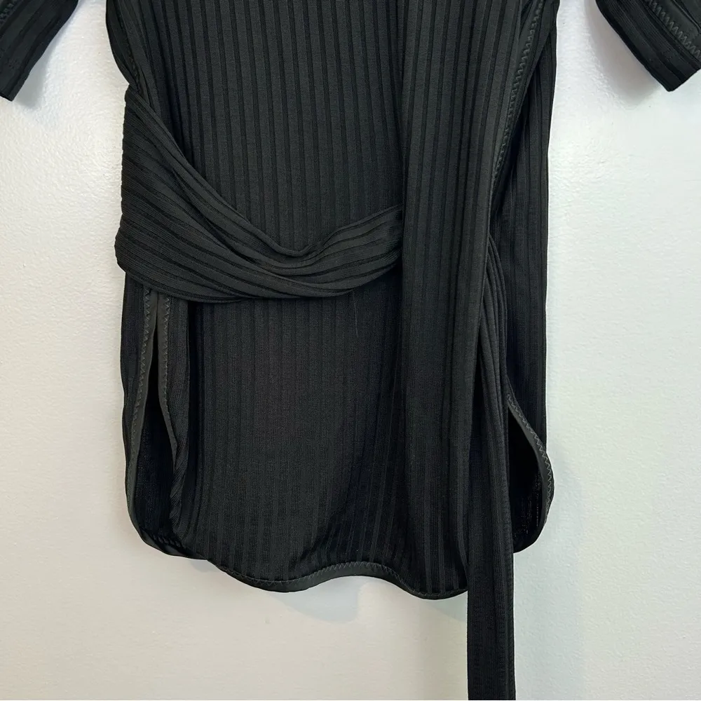 3.1 Phillip Lim Black Ribbed Tie Waist Short Sleeve Top Size XS - Image 4