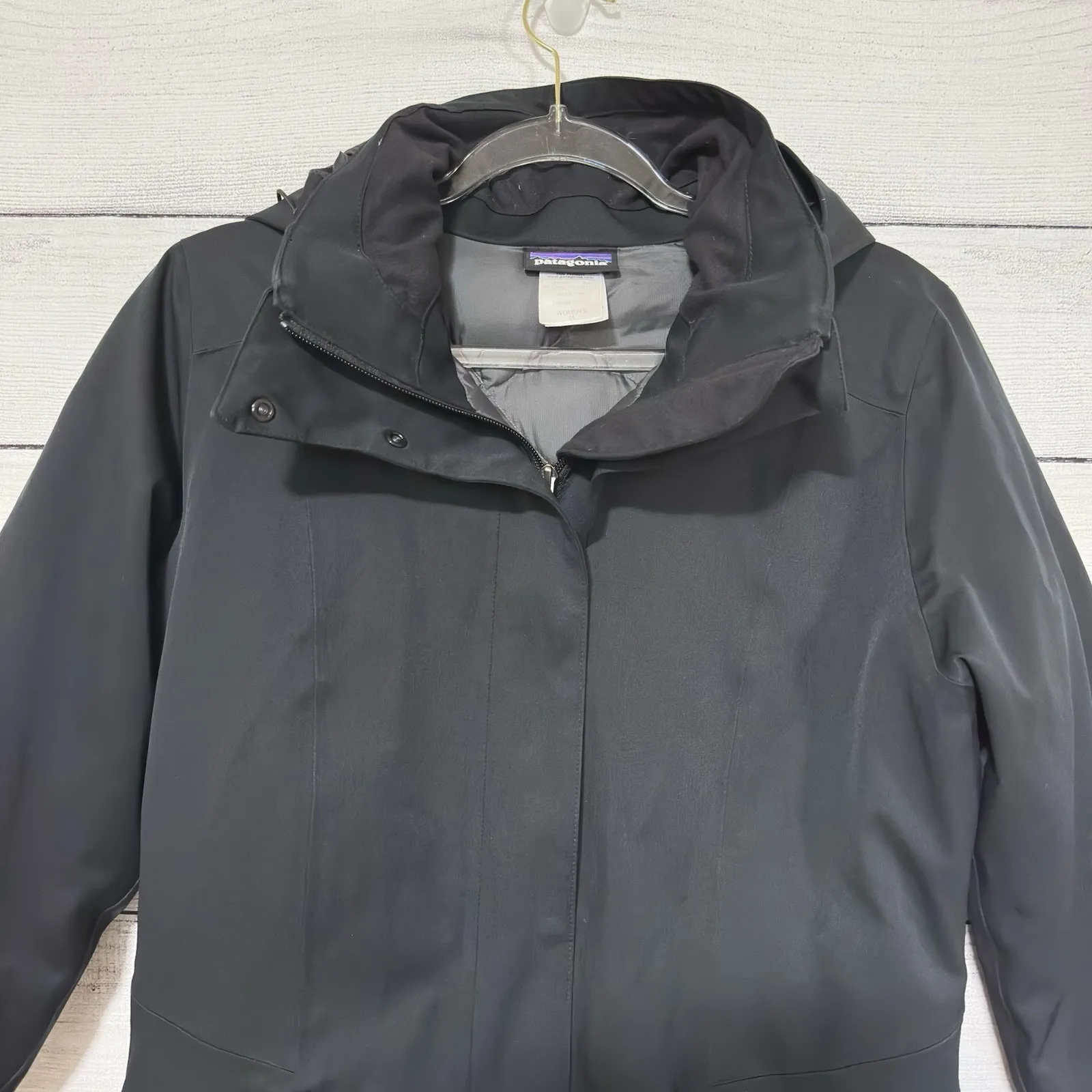 Patagonia Duete Down Parka Jacket Black H2NO Waterproof Hooded Womens Sz Medium - Image 2