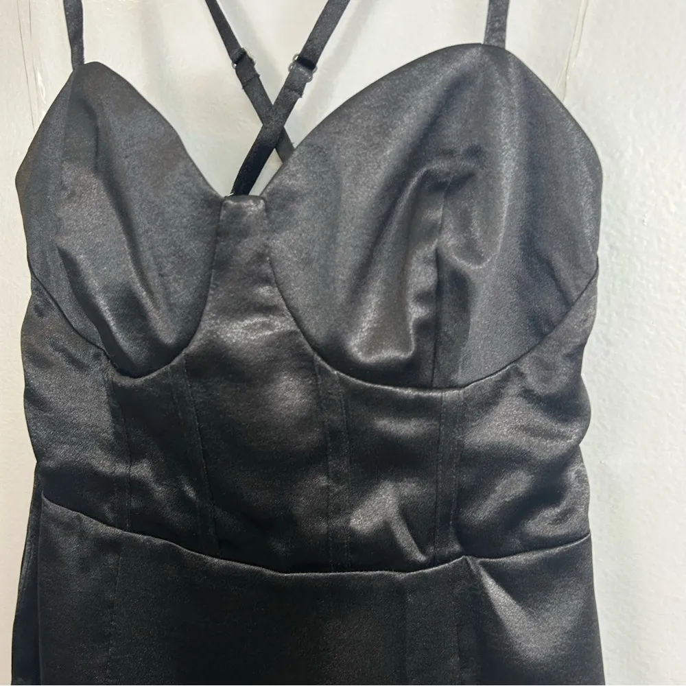 NWT Wild Fable Black Satin Corset Sleeveless Mini Dress Size XS - Image 8